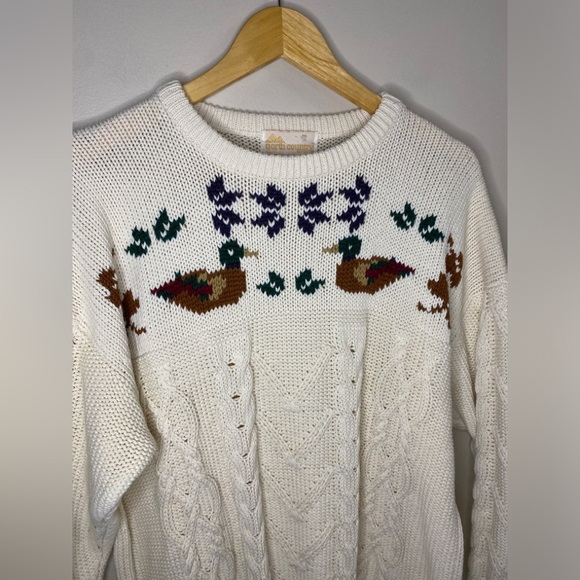 Rare Vintage North Country by Eatons Knit Duck Fair Isle Sweater - Picture 3 of 6
